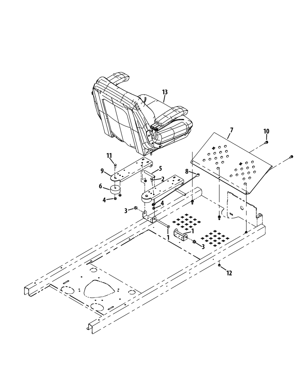 Seat Assembly Diagram and Parts List for Z-FORCE44 17AE3AGF-17AE3AGF010 Cub Cadet Lawn Tractor